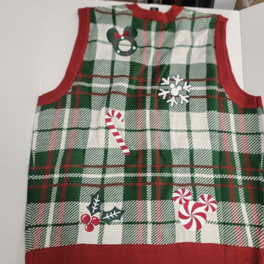 Her Universe Disney Mickey Minnie Holiday Embroidered Plaid Sweater Vest‎ Wom XL - Picture 6 of 10